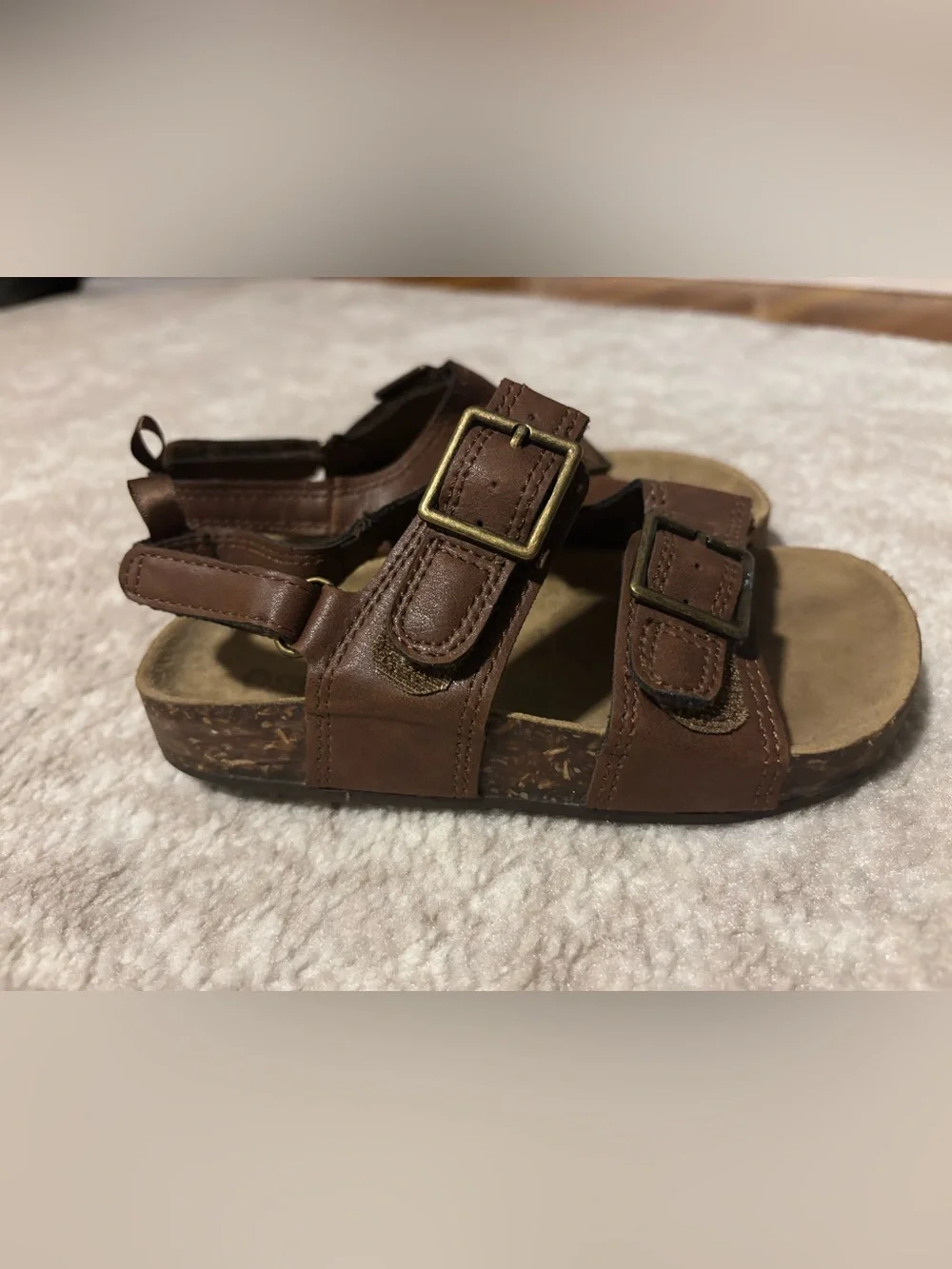 Kids Sandals Tan Brown Double Buckle Sandal - Size 11